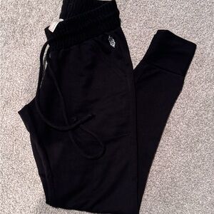 Free People Black Track Pants Joggers with Tapered Leg Design